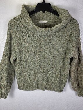 Moon‎ & Madison Green Confetti Knit Cowl Neck Sweater Women's Size XS
